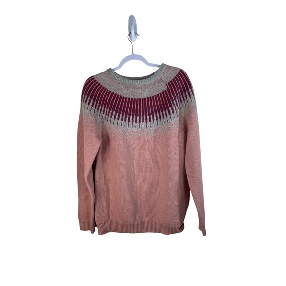 Icewear Minna Womens Nordic Knit Sweater Pink/Gray Merino Wool Blend Long Sleeve - Picture 2 of 10